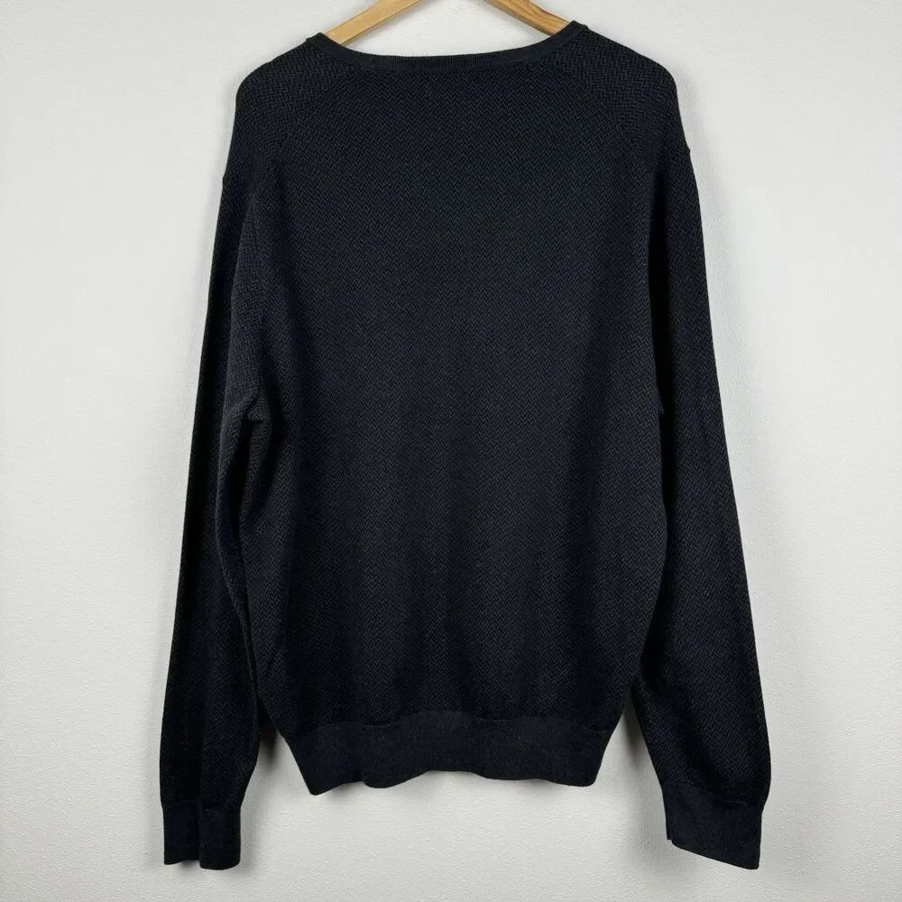 POLO RALPH LAUREN Mens XL Black Pima Cotton V-Neck Long Sleeve Sweater Pullover